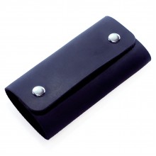 Чехол для ключей из натуральной итальянской кожи ручной работы Темно-синий