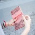 Женский кошелек-портмоне ручной работы из натуральной итальянской с гравировкой кожи 10х10 см. Розовый