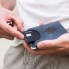 Зажим для Денег OldSalt ручной работы из натуральной итальянской кожи с гравировкой «Роза Ветров» Темно-голубой