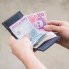 Зажим для Денег OldSalt ручной работы из натуральной итальянской кожи с гравировкой «Роза Ветров» Темно-голубой
