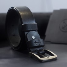 Мужской поясной ремень ручной работы из натуральной итальянской кожи ширина 3,8 см длина под заказ Черный