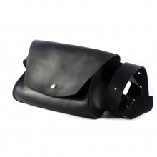 Женская поясная сумка кросс-боди ручной работы из натуральной итальянской кожи 20х12 см Черная