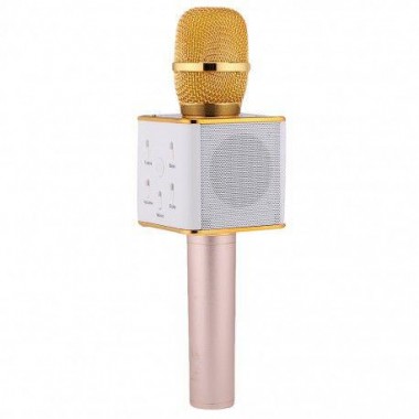 Беспроводной караоке микрофон-колонка Q7 Bluetooth Золотой