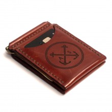 Зажим для денег OldSalt из натуральной итальянской кожи Коньяк (as110101-1)