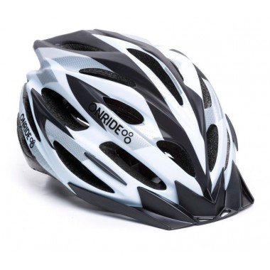 Шлем велосипедный с козырьком Onride Grip Original размер M (55-58 см) глянцевый Белый с черным