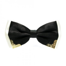 Галстук Бабочка Двухслойная Черная С Металлическими Углами Bj-7703