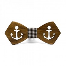 Деревянная Бабочка SF С Вырезанным Якорем Темная Gbdh-8168