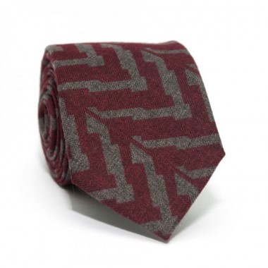 Галстук Шерстяной Серо-Бордовый (GSH-1210)
