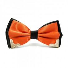 Галстук Бабочка Двухслойная Оранжевая С Металлическими Углами Bj-7717