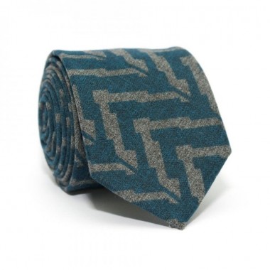 Галстук Шерстяной Серо-Бирюзовый (GSH-1202)