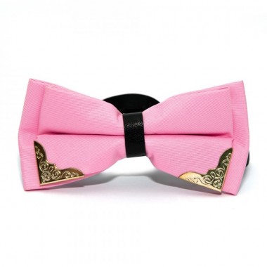 Галстук Бабочка Двухслойная Розовая С Металлическими Углами Bj-44-16