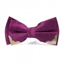 Галстук Бабочка Пурпурная С Металлическими Углами  Bb-5108