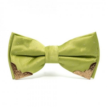 Галстук Бабочка Яблочно-Зеленая С Металлическими Углами  Bb-5107