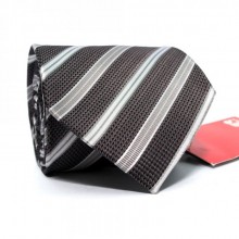 Галстук Мужской Серый С Белыми Полосками Gin-2451