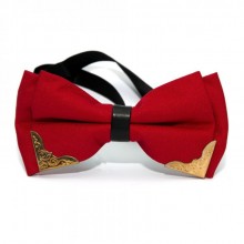 Галстук Бабочка Двухслойная Красная С Металлическими Углами Bj-44-21