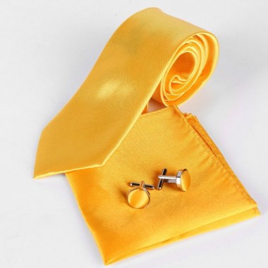 Набор Желтый, Галстук, Платок, Запонки Gzl-3603