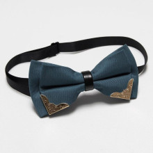 Галстук Бабочка Двухслойная Темно-Серая С Металлическими Углами Bj-44-15