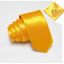 Набор SF Желтый, Узкий Галстук, Платок, Запонки Gzp-3514