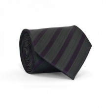 Галстук Мужской Серый С Баклажановыми Полосками Gin-2167