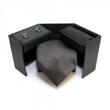 Набор Темно-Серый 3 В 1, Галстук, Платок, Запонки Mgo-6317