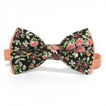 Галстук Бабочка SF Двухслойная Черная С Цветами Ab-153