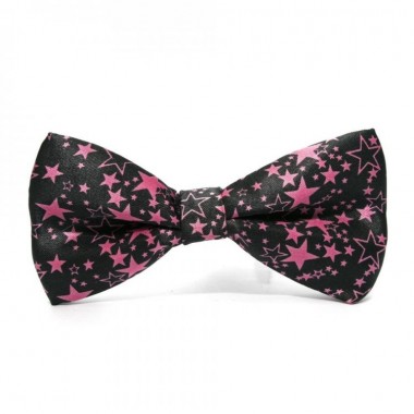 Галстук Бабочка Черная С Розовыми Звездочками Btm-1314