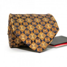 Галстук Мужской Золотой В Синие Трикутники Gin-2348
