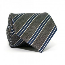 Галстук Мужской Серый В Сине-Белие Полоски Gin-2335