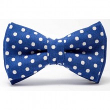 Галстук Бабочка SF Двухслойная Синяя В Белый Горошек Ab-103