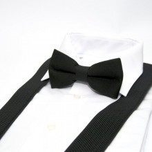 Набор SF Черный Однотонный Подтяжки И Бабочка Abp-12001