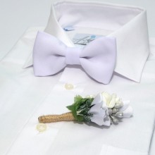 Белый Набор 2 В 1 Бабочка И Бутоньерка SF Gfo-16012