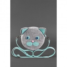 Фетровая Детская Сумка Miss Kitty С Кожаными Бирюзовыми Вставками Bn-Bag-21-Felt-T
