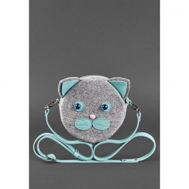 Фетровая Детская Сумка Miss Kitty С Кожаными Бирюзовыми Вставками Bn-Bag-21-Felt-T