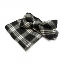 Набор SF Черный Бабочка И Платок В Белую Клетку Bpl-0843