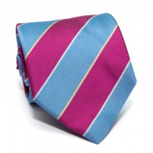 Голубой Галстук Rosso Fiorwntino В Малиновую Полоску Zn-1890