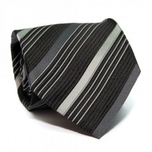 Черный Галстук Rosso Fiorwntino В Полоску Zn-1918