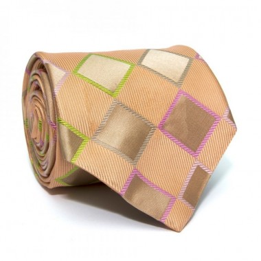 Персиковый Галстук Rosso Fiorwntino В Ромбики Zn-1829