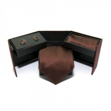 Коричневый Набор Emilio Corali 3 В 1, Галстук, Платок, Запонки Mgo-6318