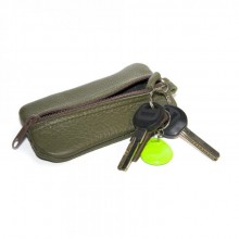 Кожаная Ключница-Кошелек SF На Два Отделения Цвета Хаки Skg-10093