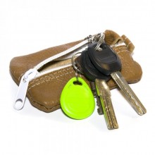 Светло Коричневая Кожаная Мини Ключница SF на молнии Skg-10089