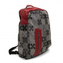 Тканевый Серый С Цветами Рюкзак 30x35 см SF С Красными Вставками Smr-22054