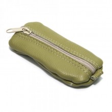 Оливковая Кожаная Ключница SF на молнии Skg-10096