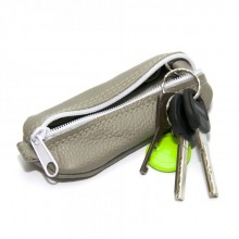 Светло-Серая Кожаная Ключница SF на молнии Skg-10065