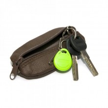 Коричневая Кожаная Ключница SF на молнии Skg-10068