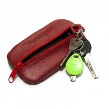 Красная Кожаная Ключница-Кошелек SF 13 х 5 см на два Отделения Skg-10056