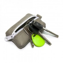 Светло-Серая Кожаная мини Ключница SF на молнии Skg-10083