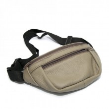 Бежевая Кожаная Сумка Бананка SF Smk-20016