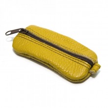 Желтая Кожаная Ключница SF на молнии Skg-10097