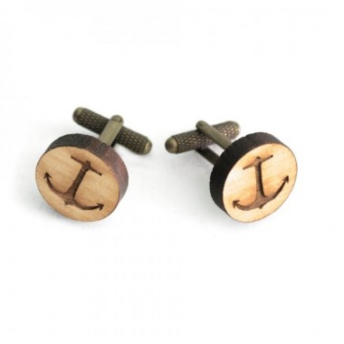 Деревянные Запонки Круглые Якорь Обычный Dzp-0608