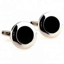 Запонки SF Круглые Черные С Серебристой Обводкой Zph-1062